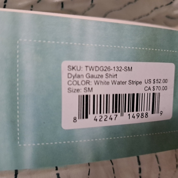 CARVE DESIGNS organic cotton Dylan Gauze shirt pinstripe airy coastal beach Sm - Picture 5 of 11